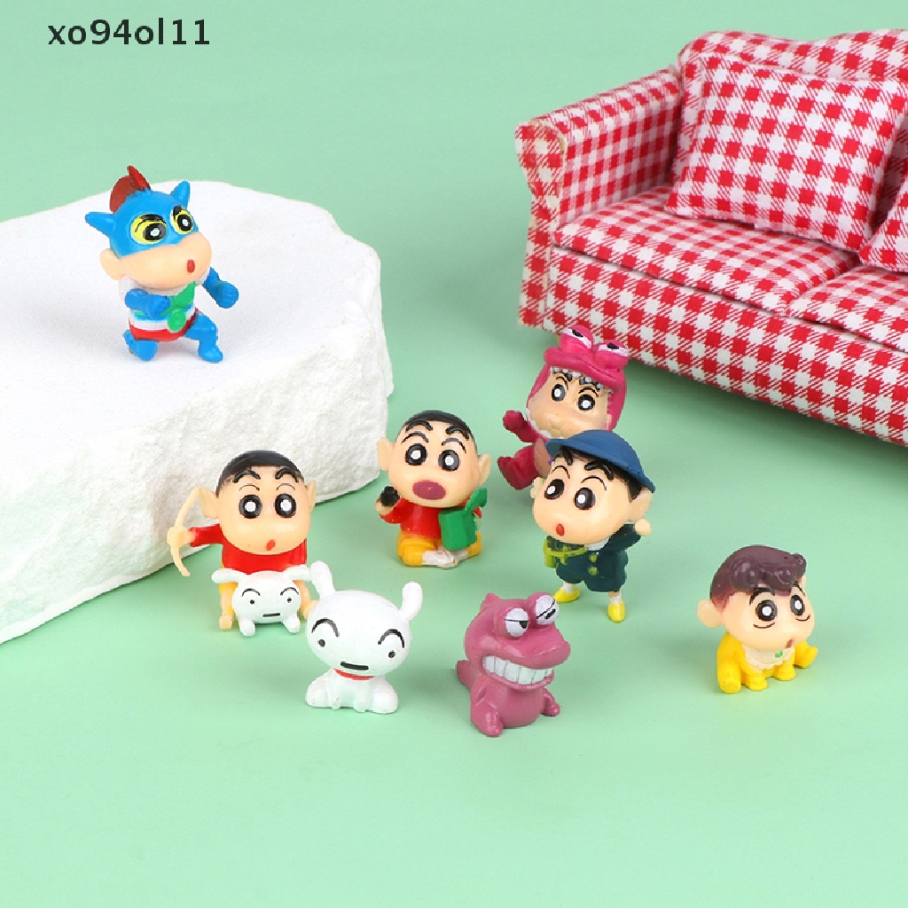 Xo 8Pcs Crayon Shin-Chan Boneka Tokoh Anime Model Desktop Lucu Hiasan Mobil Dekorasi Rumah Mainan Anak Rumah Boneka Boneka Mikro Landscape Ornamen Dekorasi Kue Insert OL