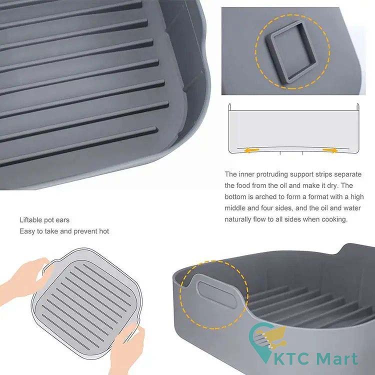 KTCmart - Air Fryer Silicone Pot Silikon Bowl Wadah Tray Nampan Baking Cooking Silicon Awet Murah Oven