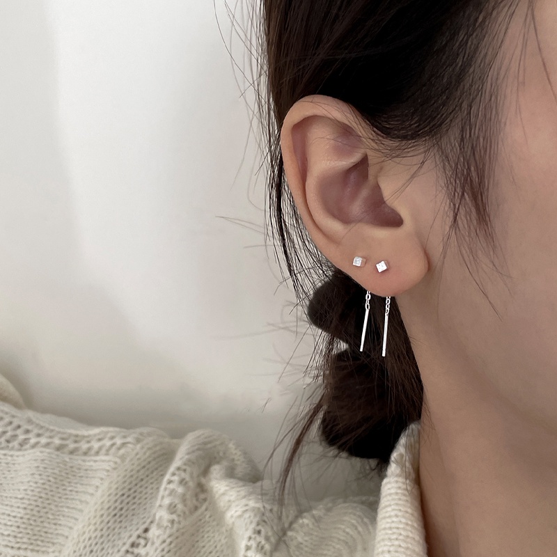 Papaozhu Sederhana Square Drop Earring Untuk Wanita Pria Trendi Geometris Stud Earrings Semua Pertandingan Aksesoris Telinga Daily