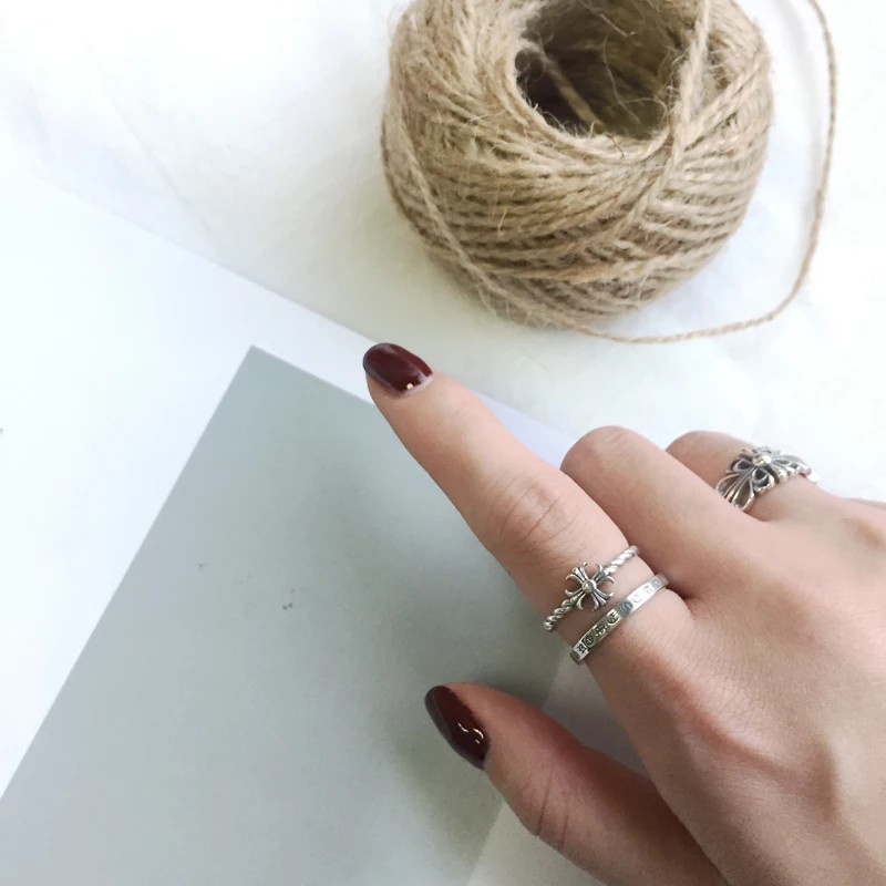 Cincin Double Layer Adjustable Bentuk Mahkota | Cincin Transit Ukir Enam Kata-Kata | Aksesoris Cincin Personalisasi