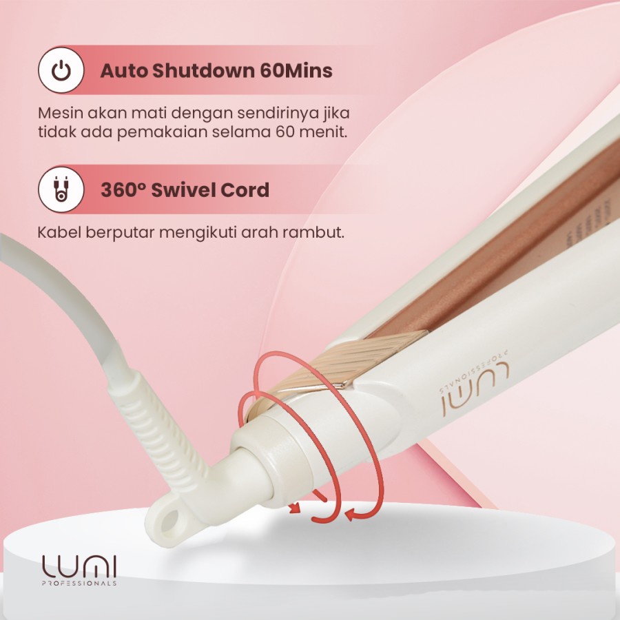 LUMI Catokan Slimline Putih Hair Straightener 1&quot; Original &amp; Bergaransi Resmi - Berhadiah Sisir