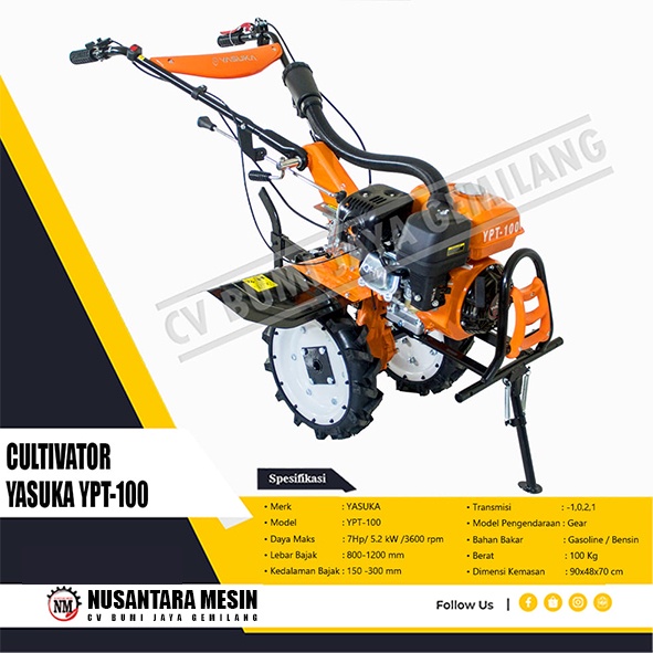 MESIN BAJAK SAWAH / CULTIVATOR TRAKTOR MINI YASUKA YPT-100