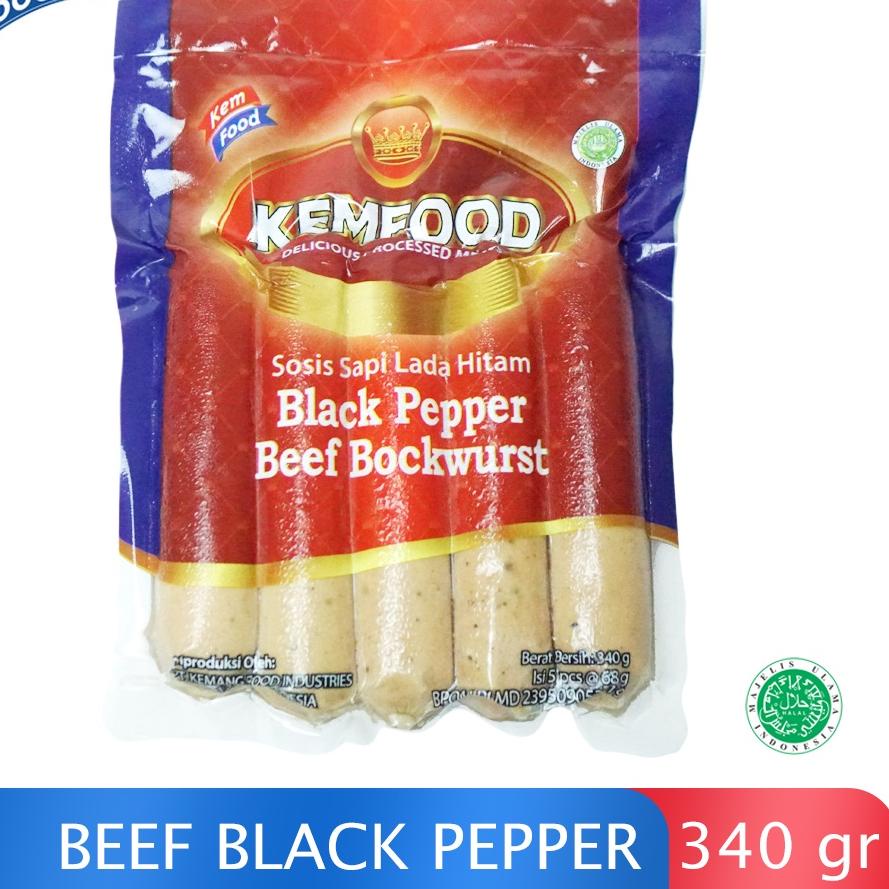 

☛ Kemfood Sosis Sapi Black Pepper Beef Bockwurst - 340 gr ♦