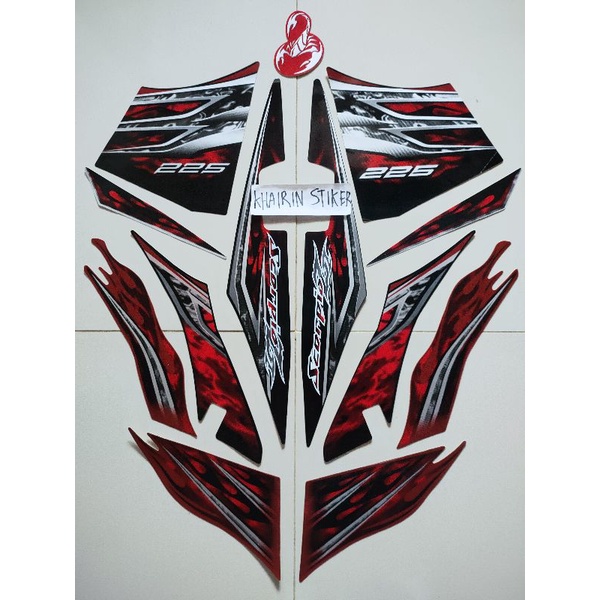 striping stiker Scorpio z new merah hitam