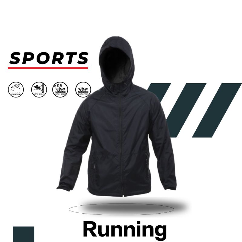 	 jaket olahraga pria wanita polos jaket runing sauna suit lari sepeda gym Anti Sinar UV	