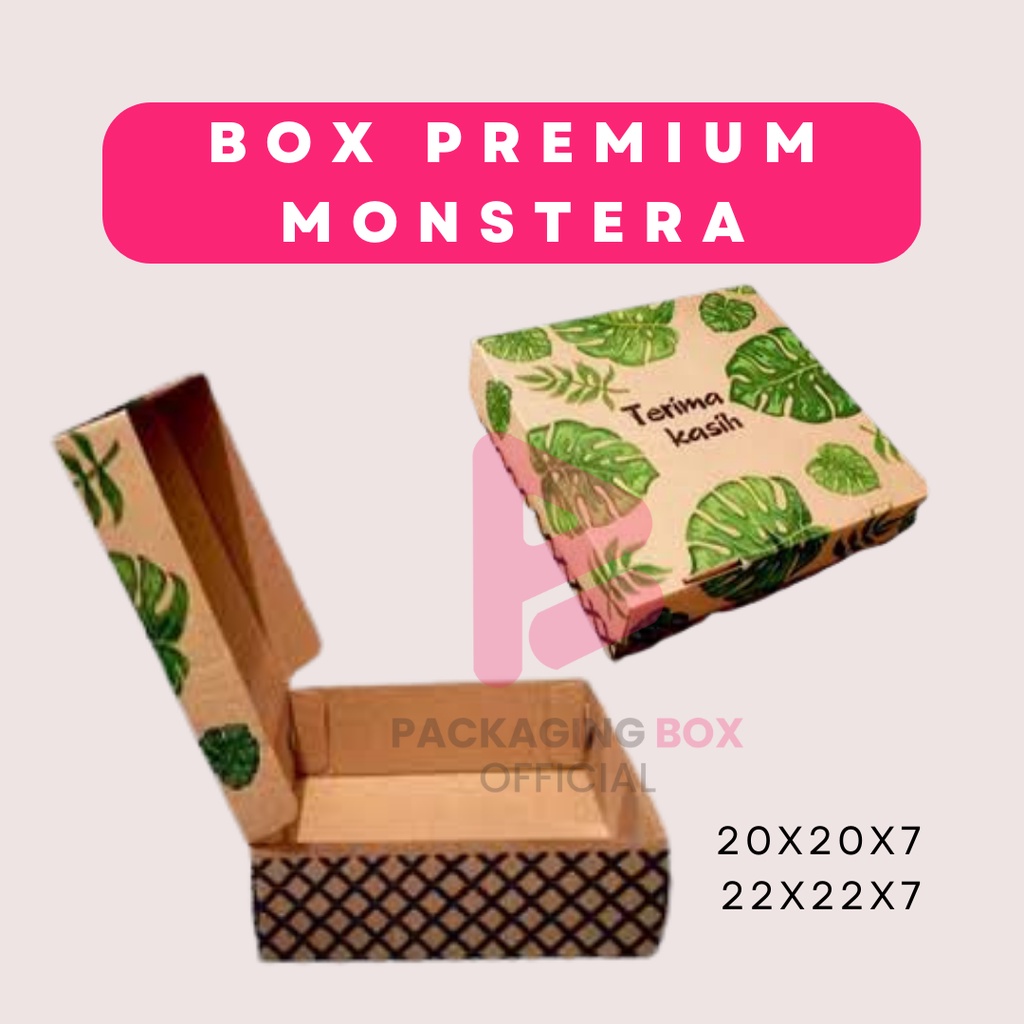 Dus Makan Motif Monstera/Dus Makan/Dus Nasi/Kotak Nasi uk 20x20x7,5/Box Catering/Box Kue/Kotak Makan