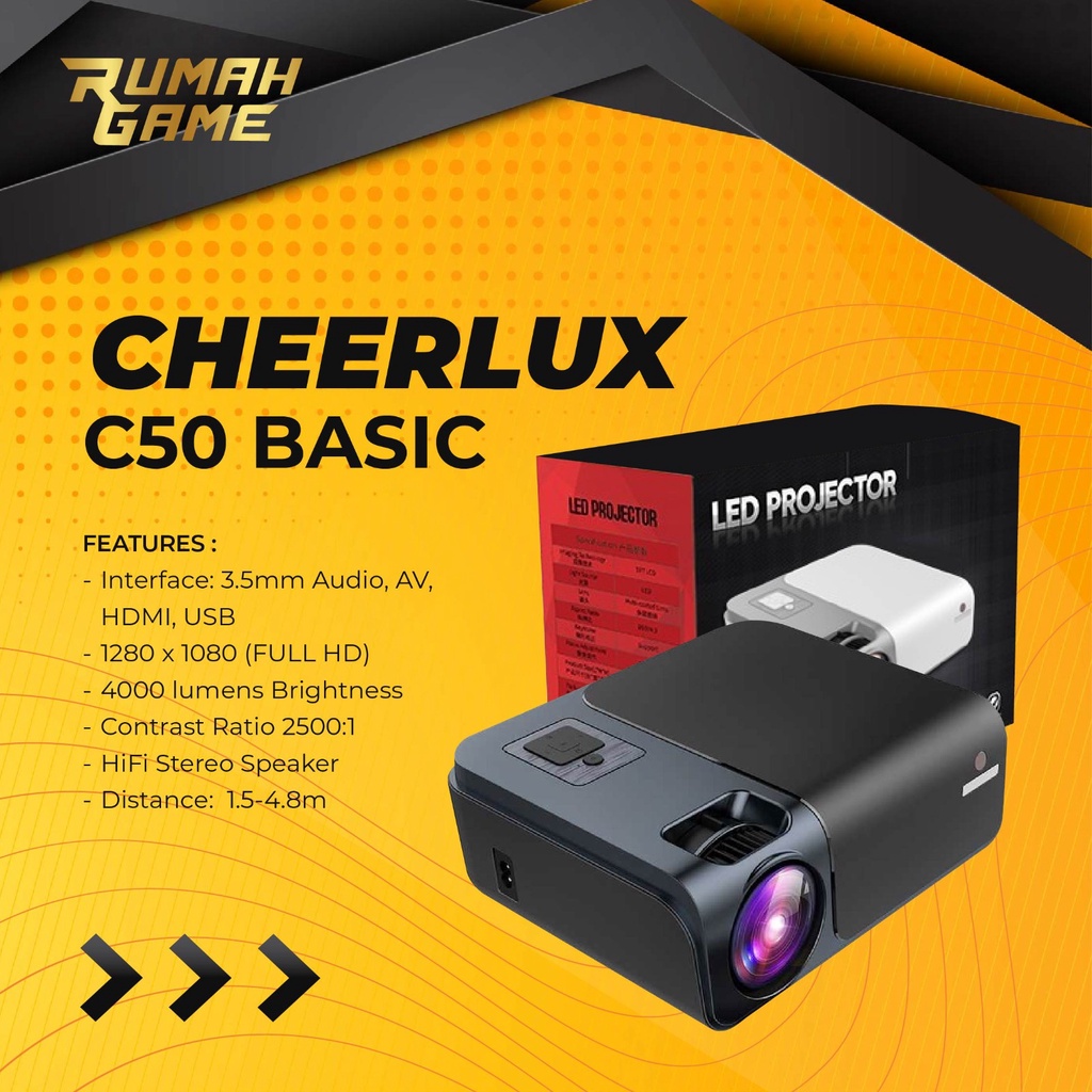 Proyektor Cheerlux C50 Full HD 1080 4000 Lumens Projector Cheerlux