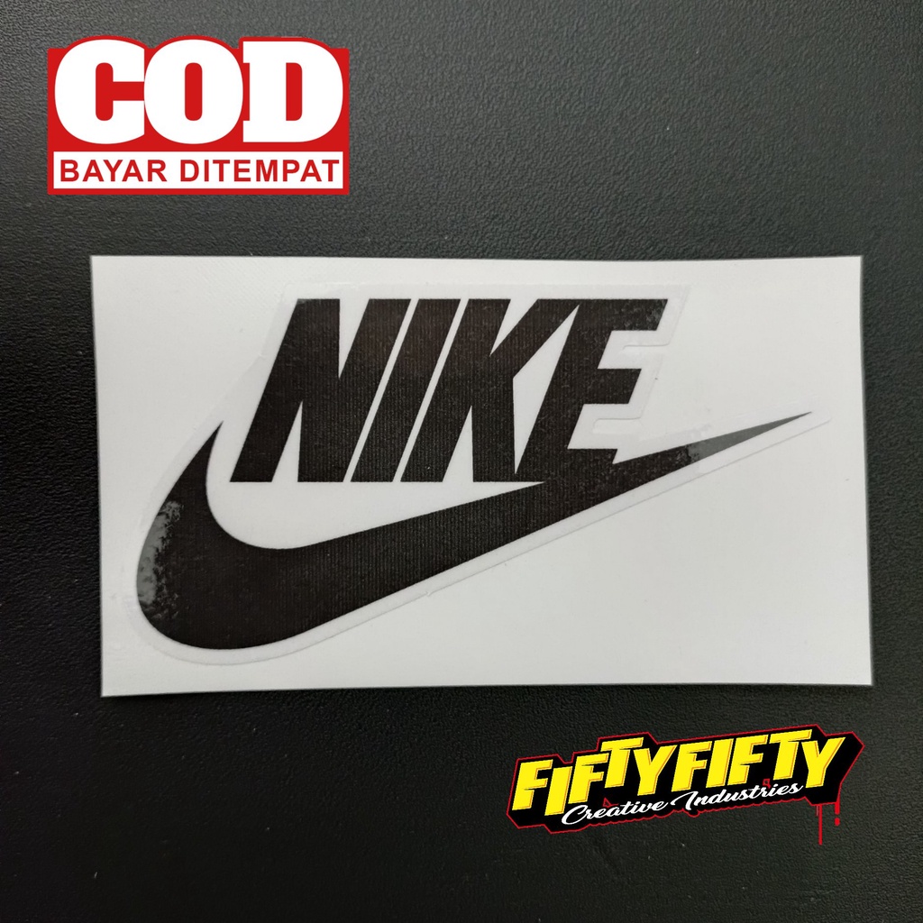 Stiker Print Cut NIKE Stiker Printing Laminasi Glossy Stiker Motor Mobil Helm Sudah Membentuk Pola Desain