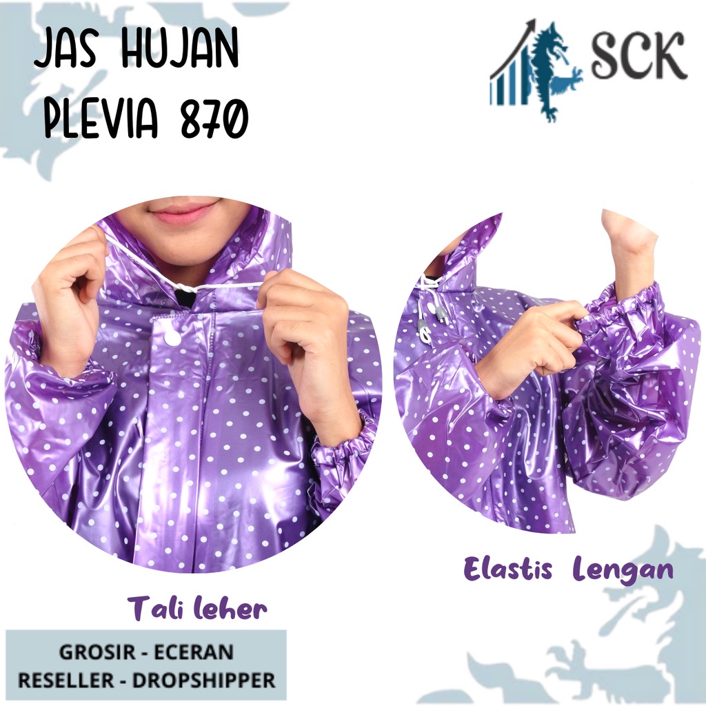 Setelan Jas Hujan PLEVIA 870 Rok Polkadot Wanita - sckmenwear GROSIR