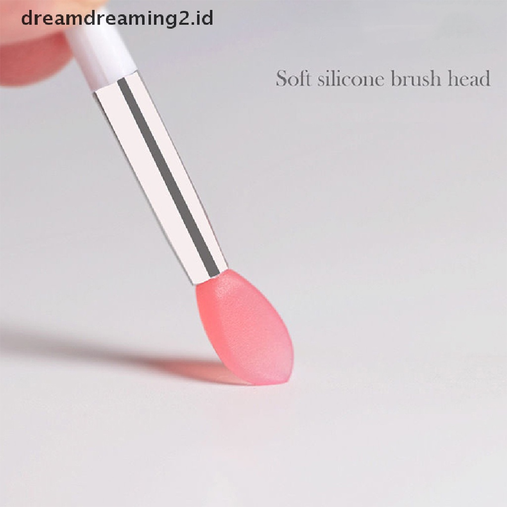 (dream) 3pcs Kuas Masker Bibir Lip Balms Silikon Dengan Sucker Dust Cover Makeup Brushes.