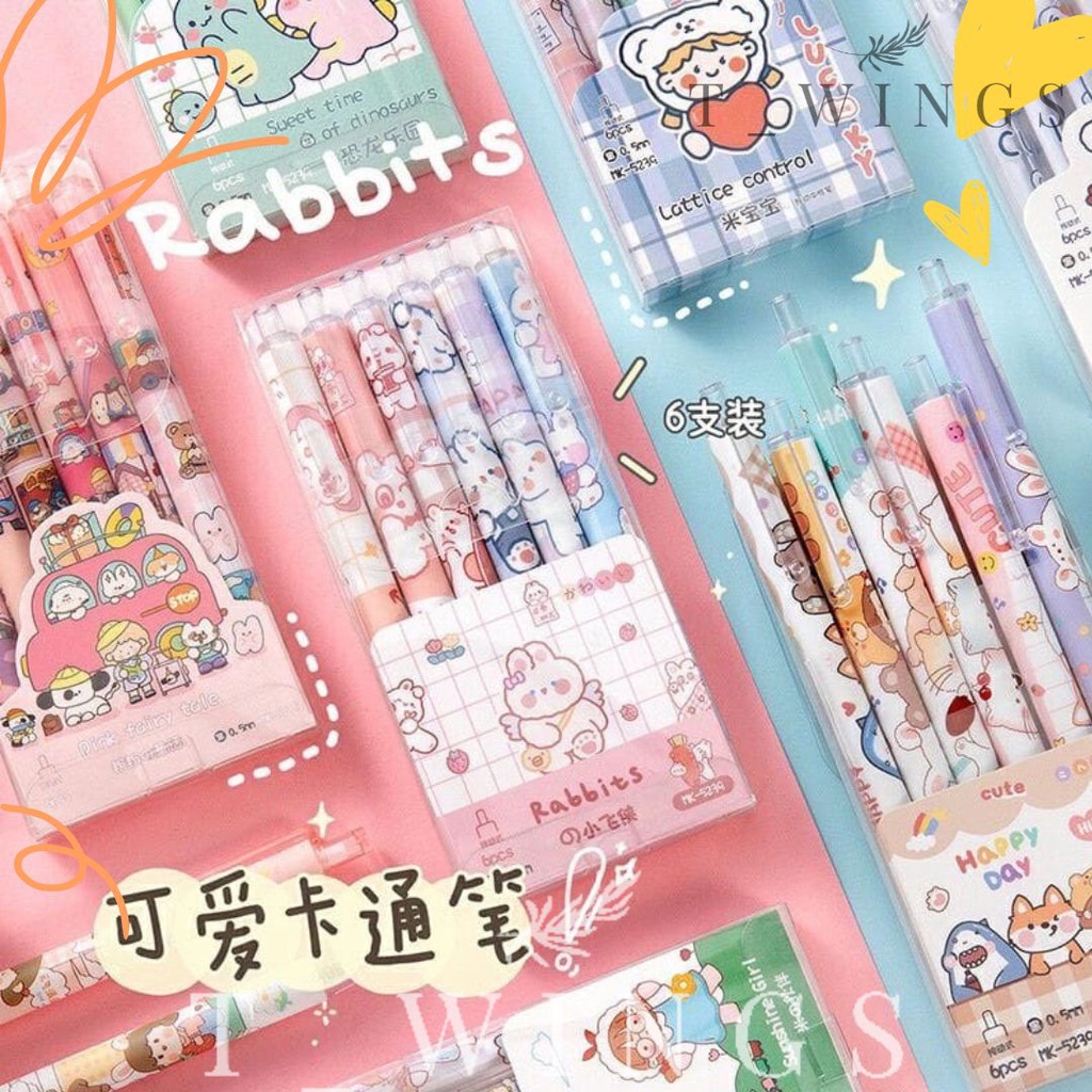 

[ TWY ] 1box = 6pcs Pen Karakter Kawaii / Pulpen Set Japanese Style Kawaii / Pulpen Naruto Set