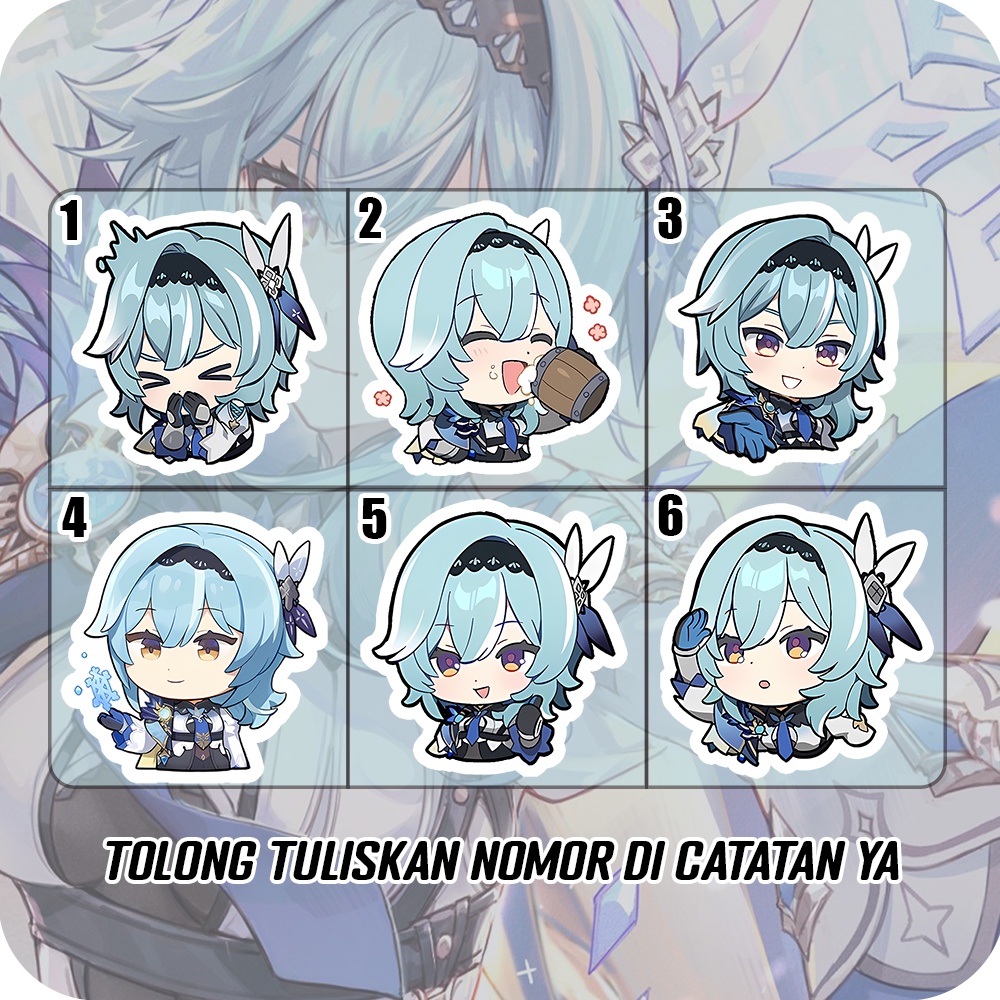 Stiker Glossy Eula Genshin Impact, Sticker Anime Untuk di HP, Laptop, Helm, Motor dll