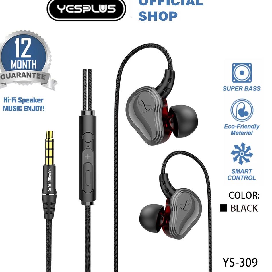 ❀ YESPLUS YS-309 Headset/Handsfree Hifi Sound Wired 4D Earphone+Mic Free Popsocket ✶