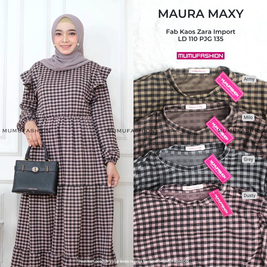 MUFASH - Gamis Kotak Kotak Maura Maxy by Mumu Fashion Solo