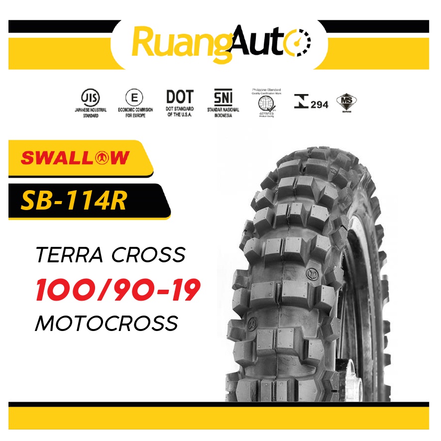 BAN LUAR SWALLOW 100/90-19 RING 19 SB-114R TERRA CROSS TUBETYPE | MOTOR CROSS | KLX | CRF |