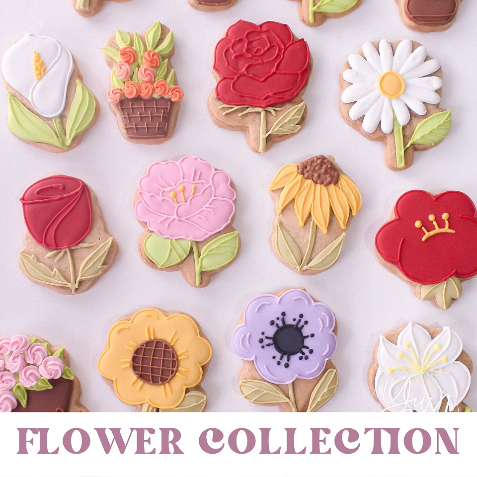 

Flower cookies — (Min 5pcs) Sugar Cookies / Decorated Cookies / Kukis Hias