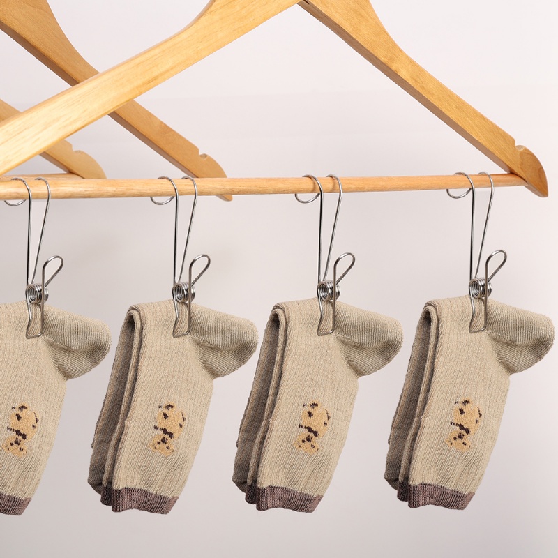Pasak Baju Stainless Steel Dengan Kait Handuk Kamar Mandi Klip Ekor Panjang Serbaguna Laundry Socks Organizer Hooks Jepitan