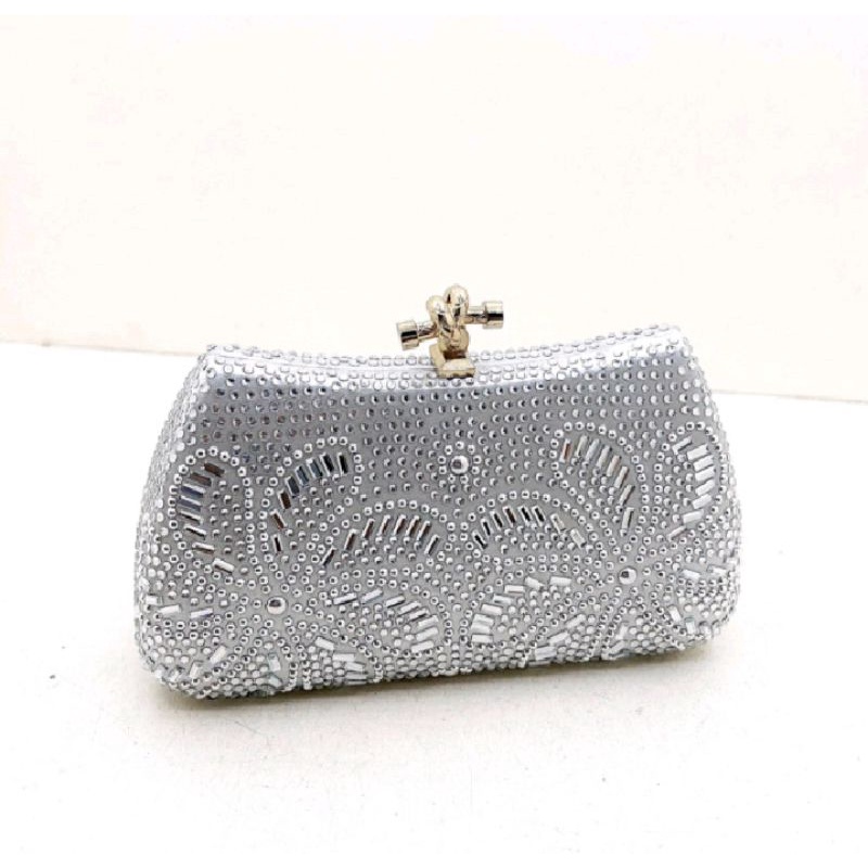 Julie Tas Pesta Wanita Import 08 Mata-Mata Clutch Black Silver Gold Champ