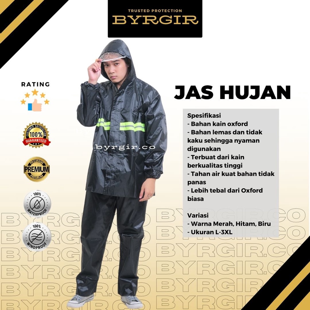 Jas Hujan Setelan Waterproof Pria Motor Tebal Anti Nembus Raincoat Rain Jacket Jaket Rain Mantel Hujan Penutup Wajah Faceshield