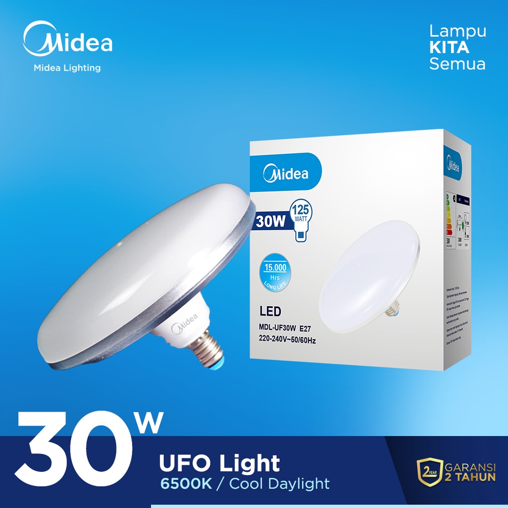 Midea Lighting - Lampu LED UFO 30 Watt 6500K - White - Coolday Light