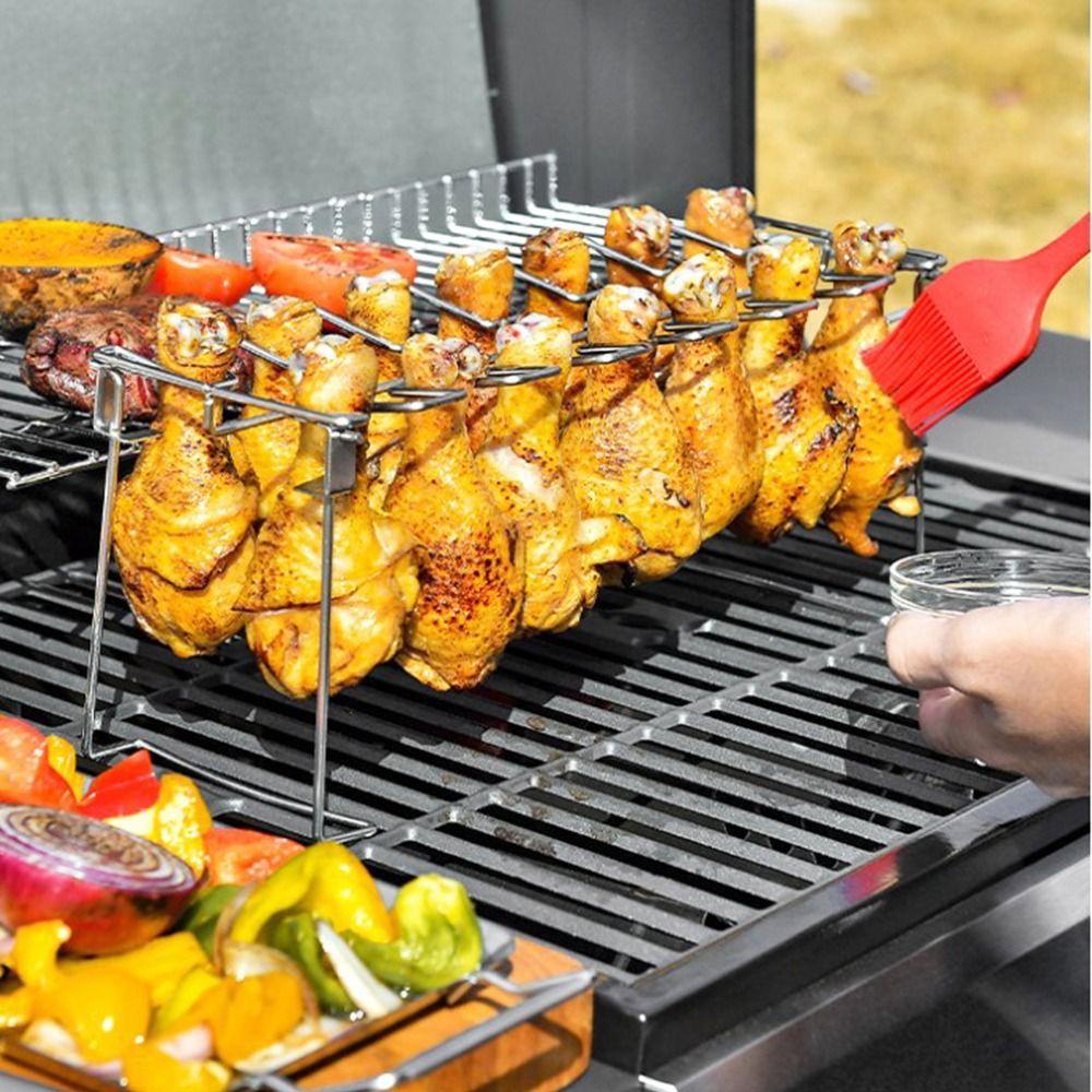 Solighter Kaki Ayam Wing Grill Tray Kualitas Tinggi Stainless Steel BBQ Aksesoris Sayap Ayam Rak Masak