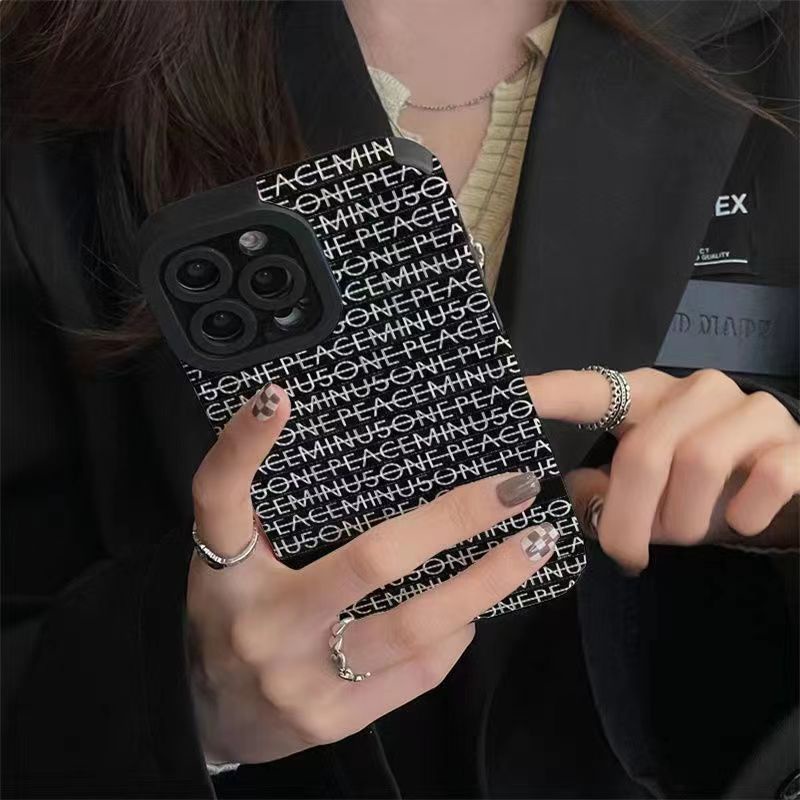 【Lamb Skin】Vertical Grain Soft Case for IPhone 7 Plus 8 Plus X XS XR XS Max 11 13 12 14 PRO Max 14 Plus Black Fashion PEACEMINUSONE