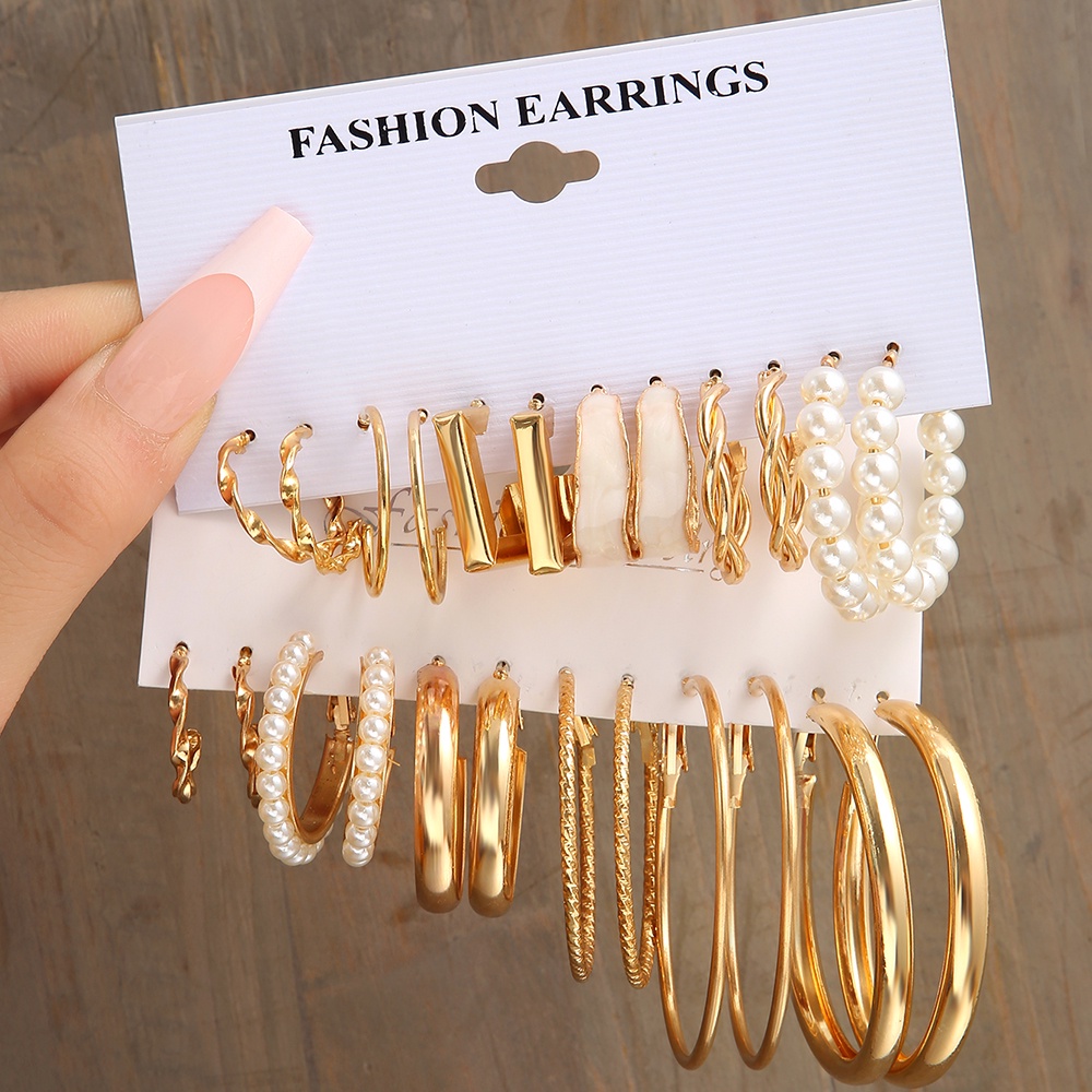 Retro Emas Perak Stud Earring Set Untuk Wanita Resin Kristal Mutiara Twist Hoop Earrings Dropping Oil Butterfly Heart Drop Earing Jewelry Aksesoris Fashion