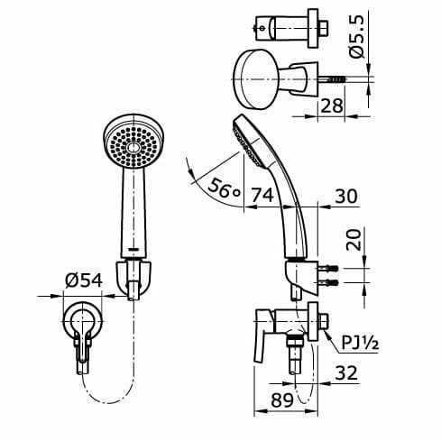 TOTO Shower Set + Stop Kran TX 402 SPN / TX402SPN ORIGINALLL