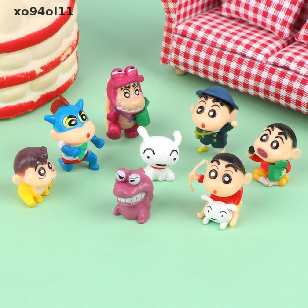 Xo 8Pcs Crayon Shin-Chan Boneka Tokoh Anime Model Desktop Lucu Hiasan Mobil Dekorasi Rumah Mainan Anak Rumah Boneka Boneka Mikro Landscape Ornamen Dekorasi Kue Insert OL