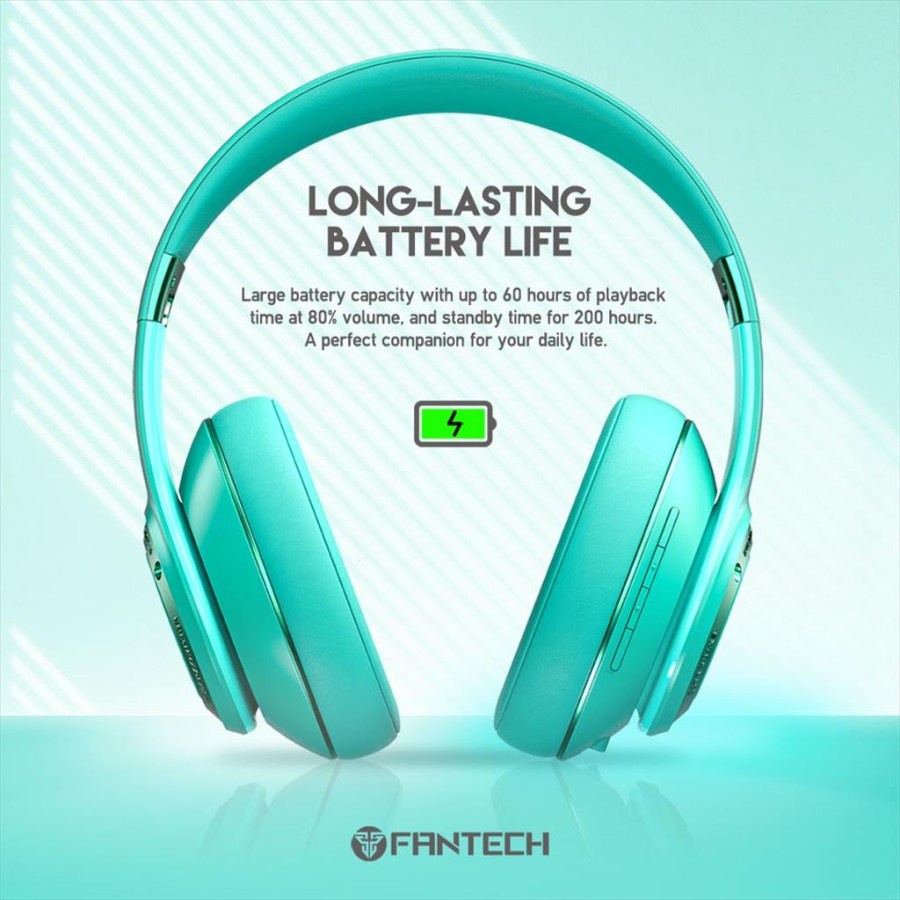 Headset Wireless Fantech WH01 Headphone Bluetooth - Mint Edition