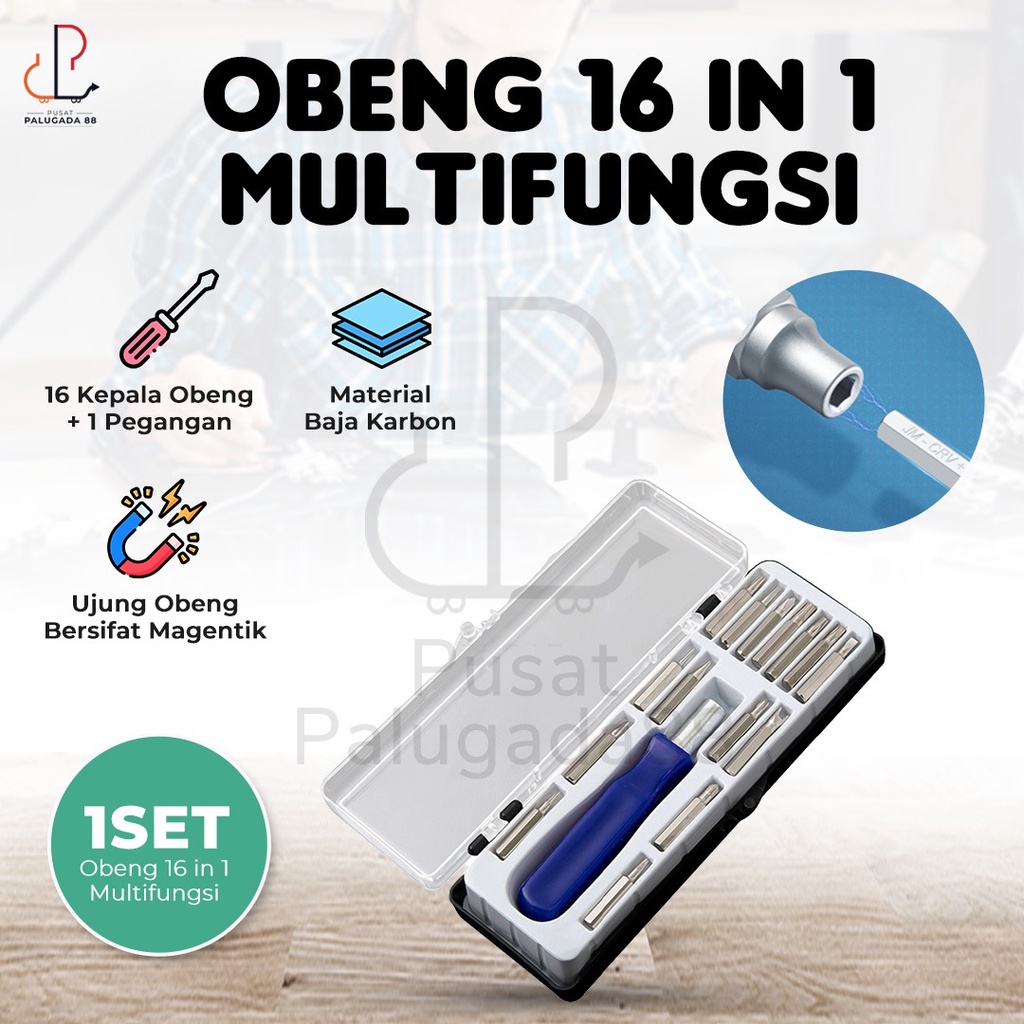 Obeng Set 16 In 1 Obeng Mini Service Multfungsi Screw driver Tools Kit Satu 16in1 Mata Hp Laptop Screwdriver HEX