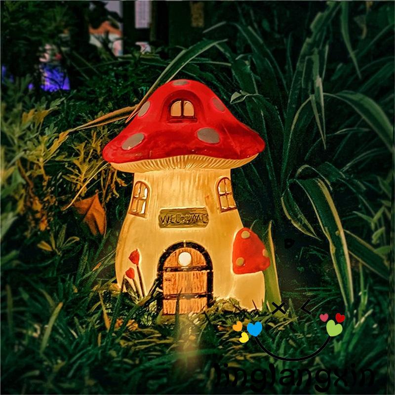 Llx-cartoon Mushroom Elf Yard Light Outdoor Taman Energi Surya Lampu Hias