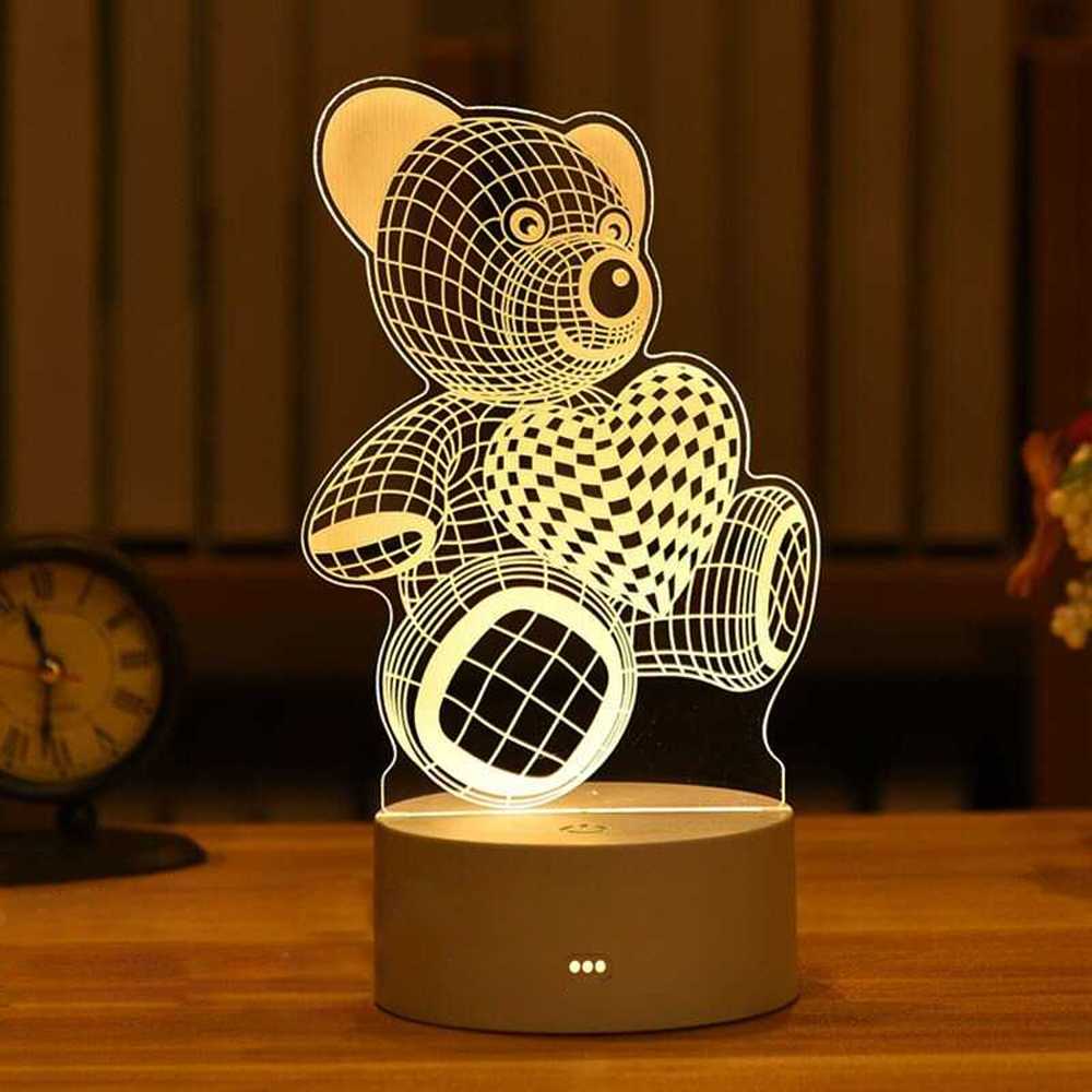 (BISA COD) FTIHSHP OKAL Lampu Hias Akrilik 3D Bear 3000K Warm White - J-001