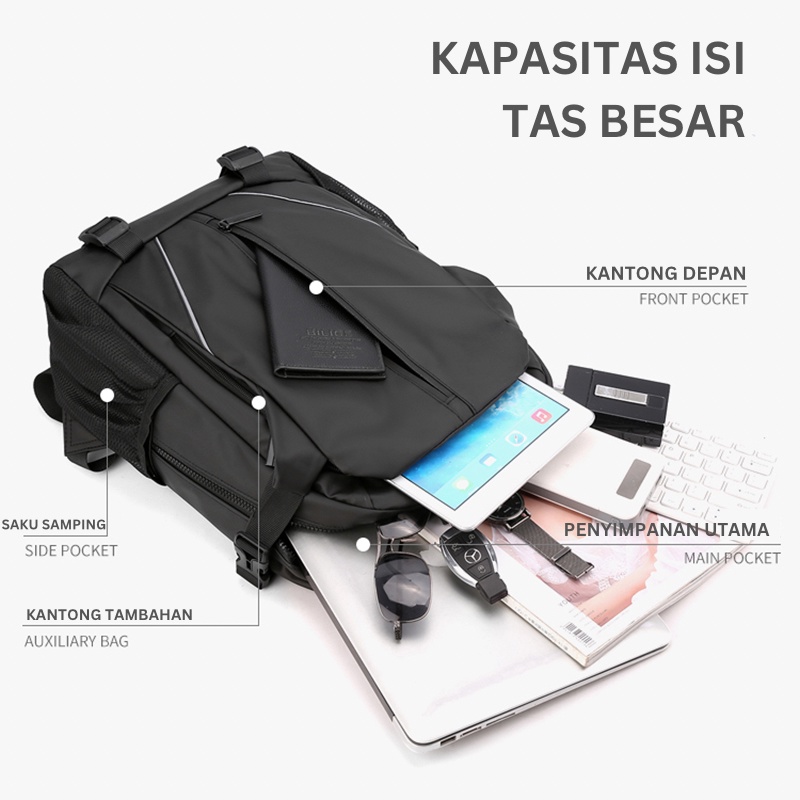 Highland Tas Casual Pria Backpack Waterproof Sekolah Kerja Tas Ransel Punggung Multifungsi Waterproof TR707