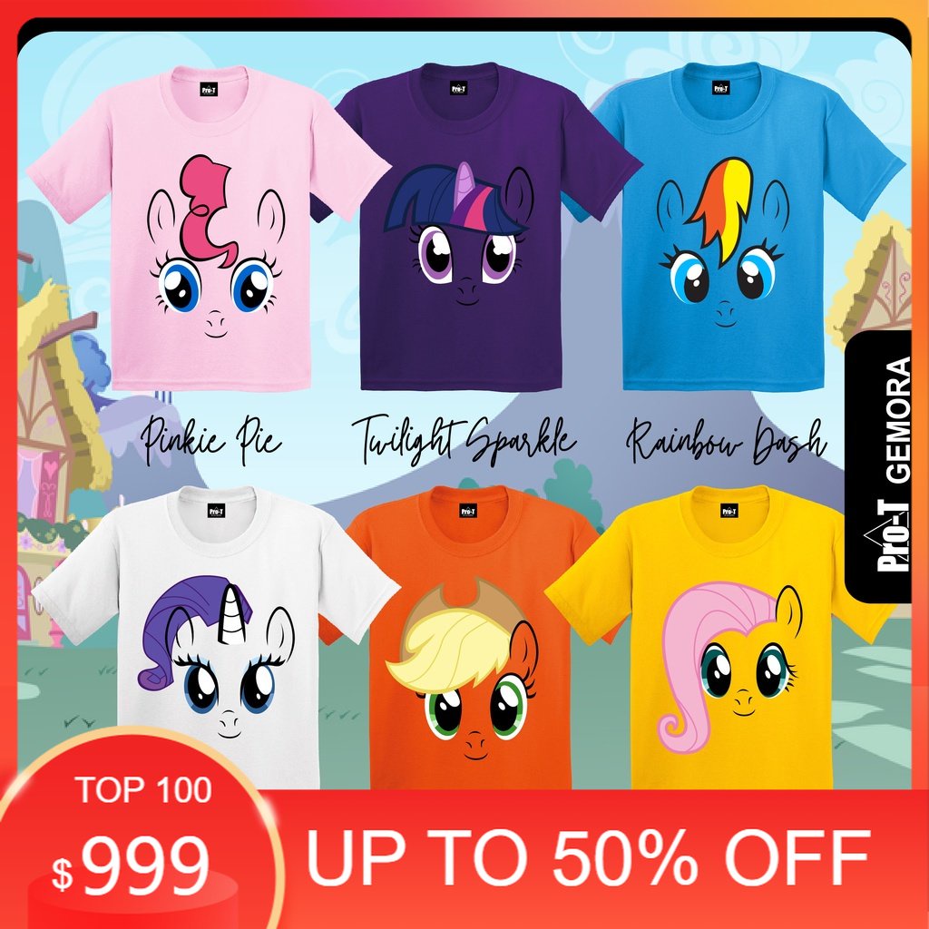 Kaos baju anak lengan pendek My Little Pony Pinkie Pie Rainbow Dash Twilight Sparkle Cartoon