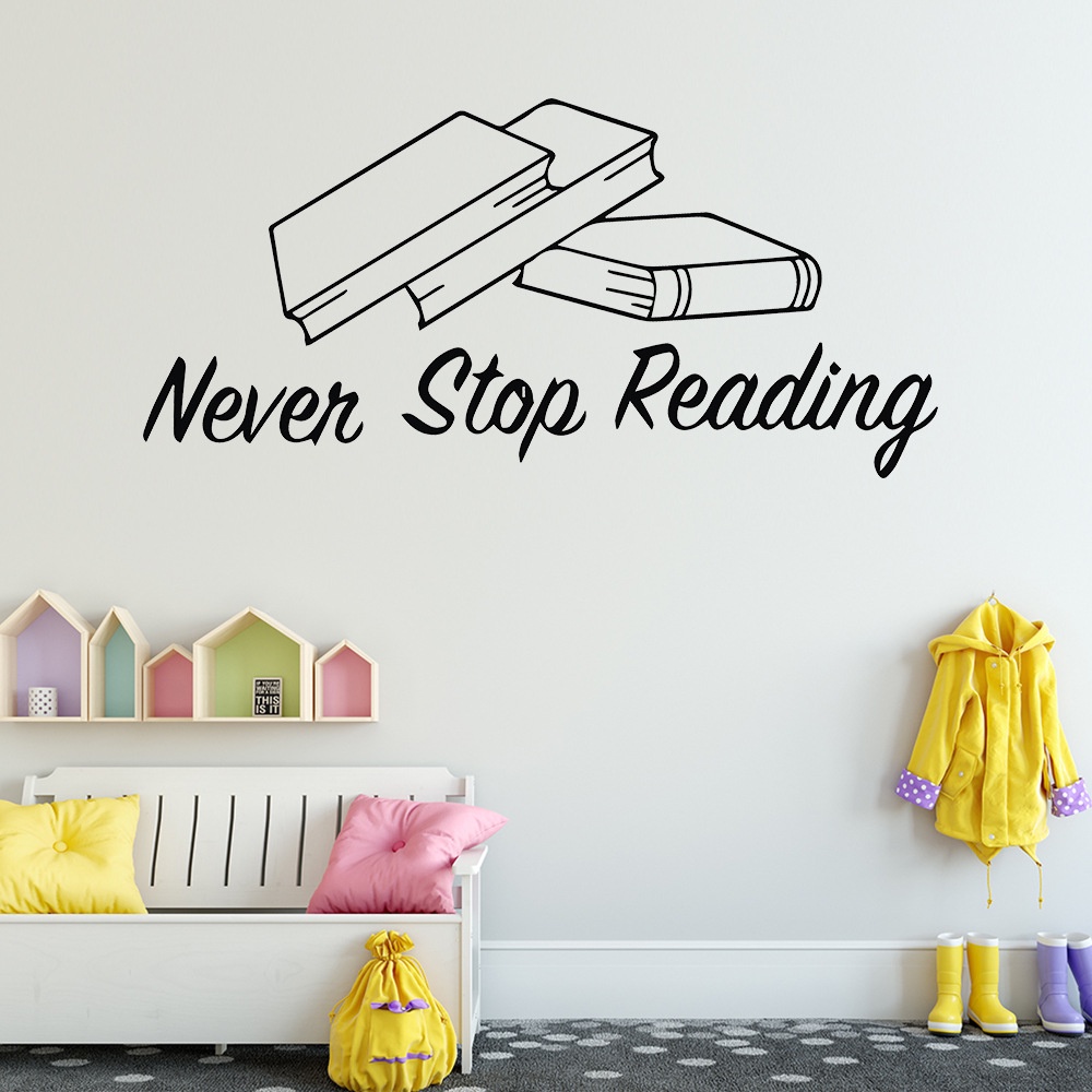 Kreatif Neven Stop Membaca Stiker Dinding Ruang Tamu Kamar Tidur Dekorasi Kamar Anak Wallpaper Pvc