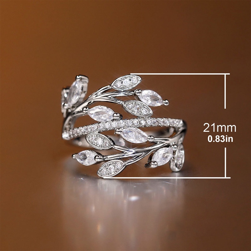 Desain Baru Daun Cabang Desain Perempuan Jari Cincin Mewah Cubic Zirconia Pernikahan Rings Untuk Wanita Pesta Fashion Perhiasan