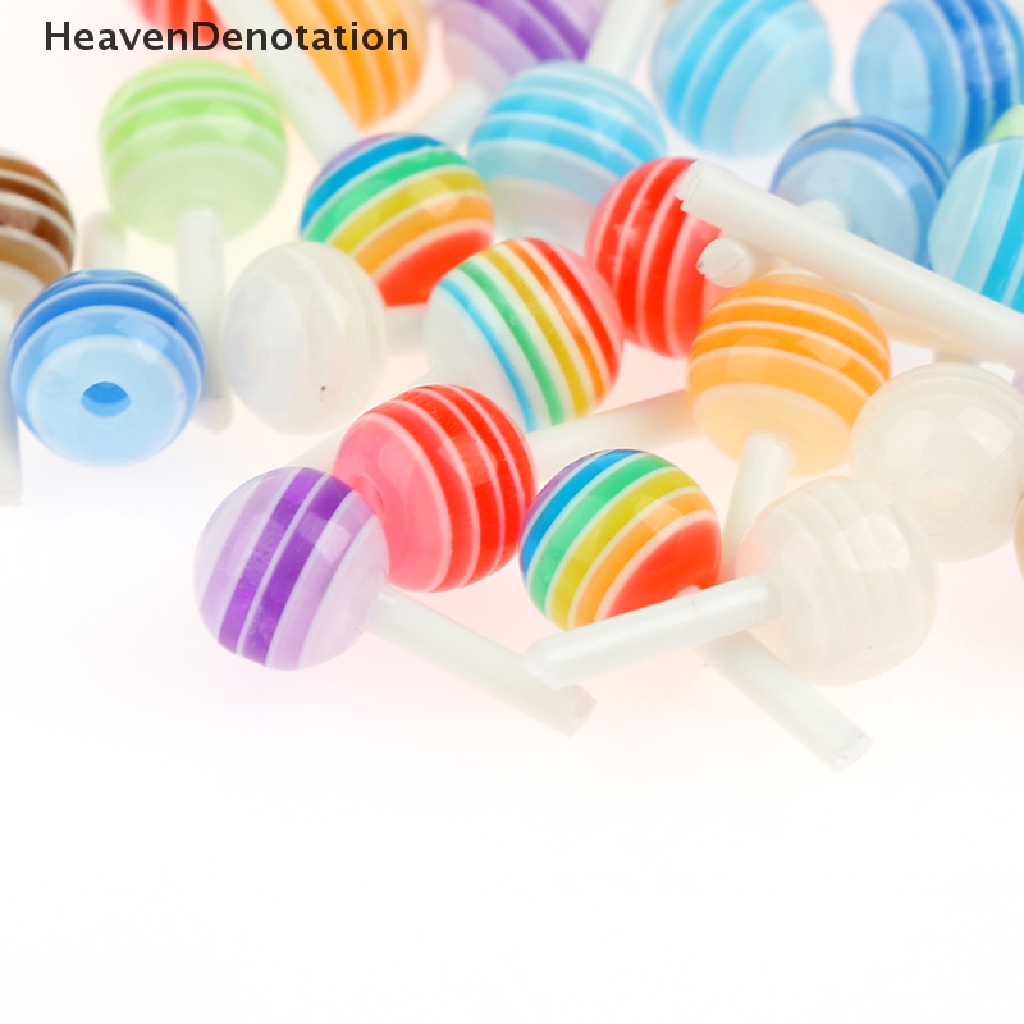 [HeavenDenotation] 30pcs Mix Warna Permen Lolipop Lucu Mini Nail Art Dekorasi 3D DIY Pesona Kuku HDV