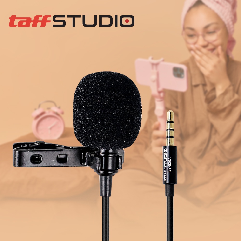 Mic Jepit Taffstudio Deluxe EY510A Mic Clip On For Laptop Smartphone Free Pouch