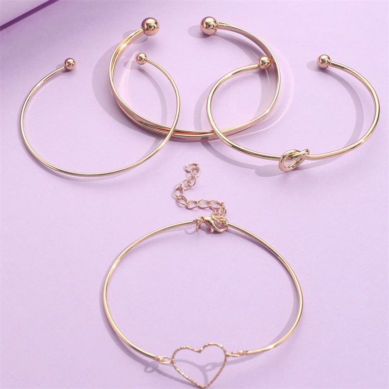 Fashion Dan Perlindungan Lingkungan Paduan Cinta Simpul Gelang Set Peach Hati Cinta Geometris Gelang Salib