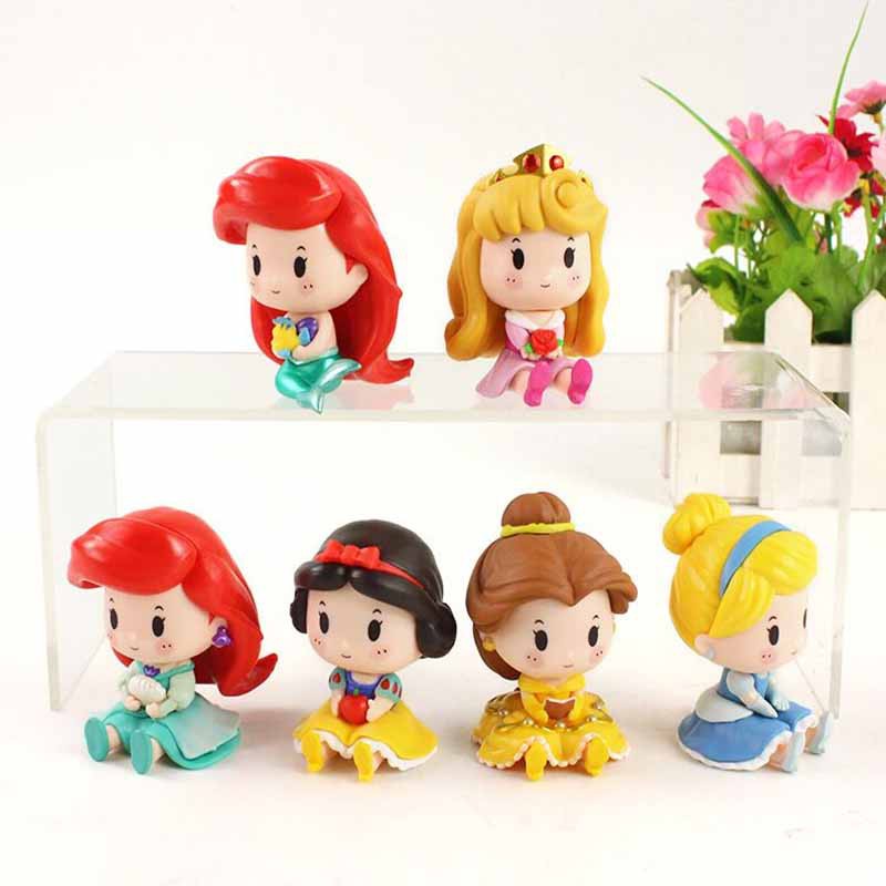 Set Hadiah Anak Perempuan Disney Princess Snow White Mermaid Figure Mainan Model Boneka