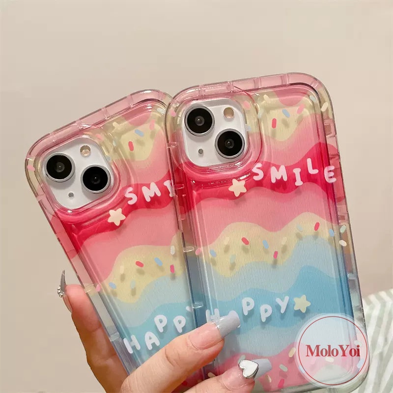 IPHONE Shockproof Airbag Casing Kompatibel Untuk Iphone14 11 13 12 Pro Max6 7 6s 8 Plus Xr X Xs Max SE 2020 INS Kreatif Pelangi Warna-Warni Lembut TPU Transparan Ponsel Cover