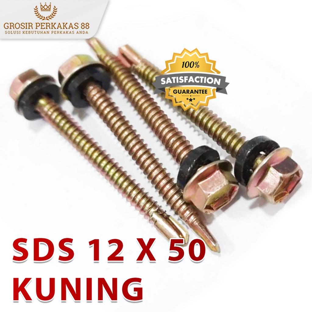 Sekrup Baja Ringan Baut Roofing Holo Drilling 5cm 12x50 Hollow Galvalum