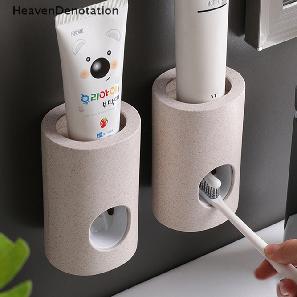 [HeavenDenotation] Wheat Straw Dispenser Pasta Otomatis Tabung Putih Rolling Tooth Paste Press Modern Squeeze Hiasan Dinding Odol Pemeras HDV