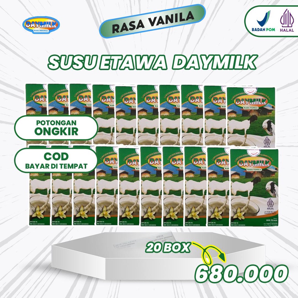 

Susu Daymilk Etawa Rasa Vanila 200 Gram 20 Box