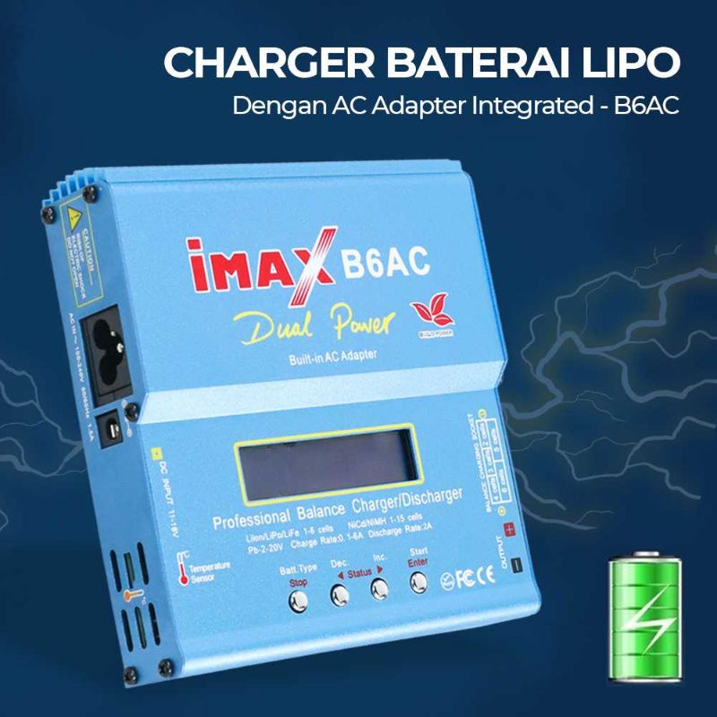 IMAX Charger Baterai LiPo dengan AC Adapter Integrated - B6AC