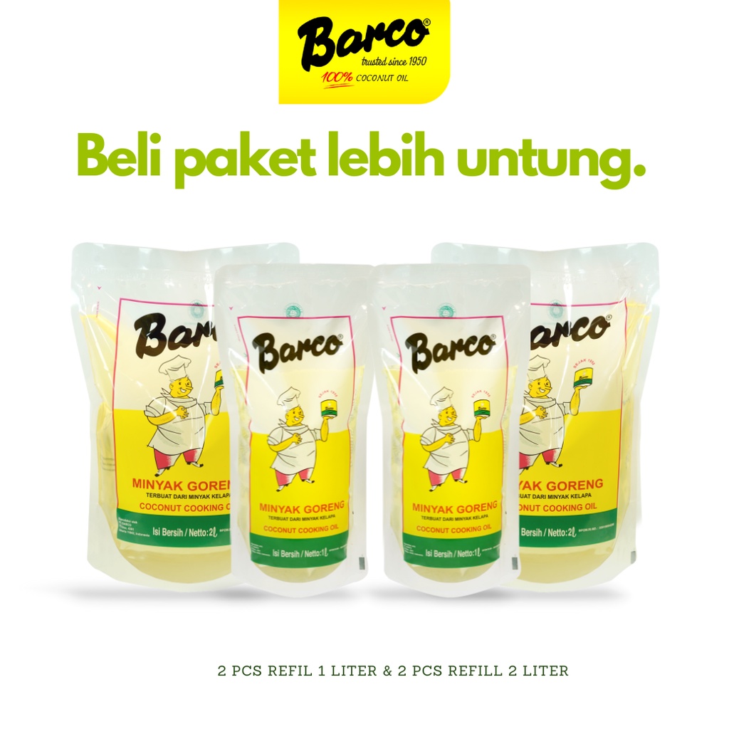 

Promo!! Minyak Goreng "Barco" Pouch 1 Ltr (2 Pcs) & 2 Ltr (2 Pcs)