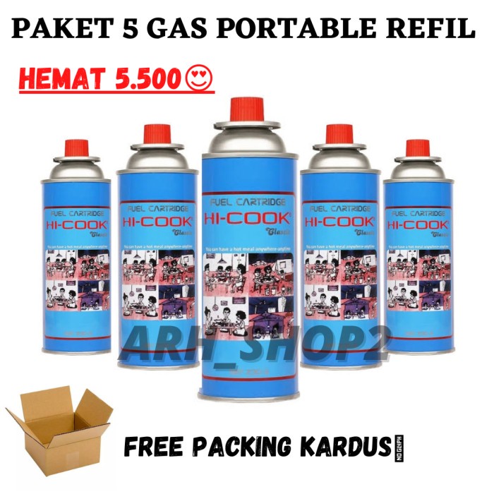 Terlaris Gas Portable Refil 5/Paket 5 Gas Portable - Gas Hi Cook - Kaleng Gas