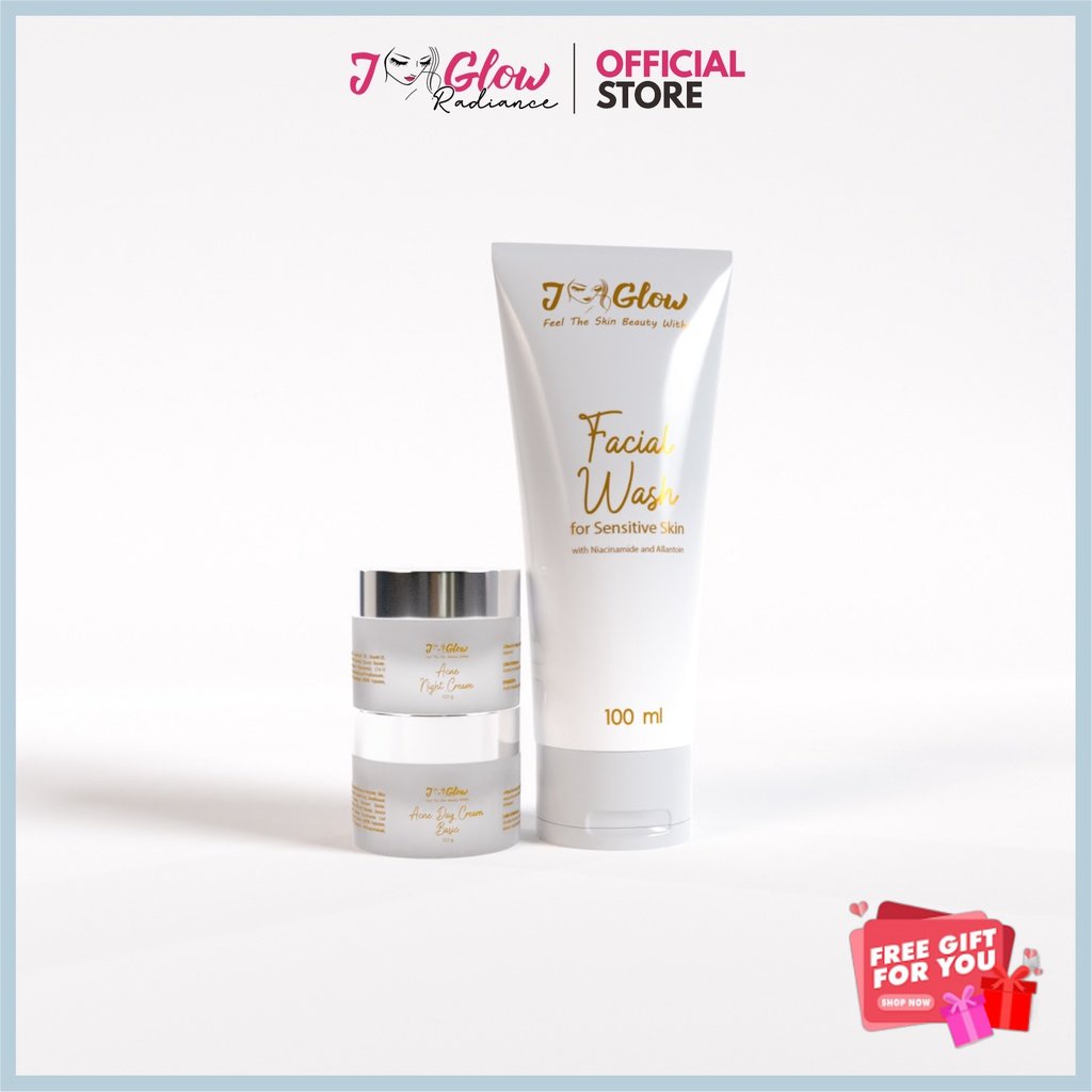 Jglow - Paket Sensitif Untuk Kulit Wajah Sensitif dan Mencerahkan Kulit Wajah / Skincare Muka Sensit