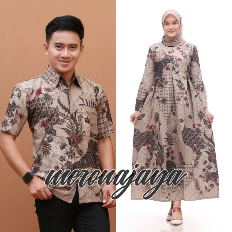 MERONAJAYA - Batik Couple Harga Satuan Sania Ruffle Ori Ndoro Jowi Batik Couple Premium Termurah di shopee